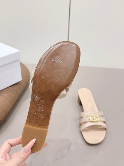 CD 26s 30M Sandal 4.5cm Beige Calfskin 738220